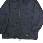 DICKIES Mens Navy Blue Hooded Zip Jacket L Polyester Plain Lightweight Durable
