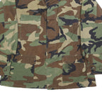 Caribbean Needle Point Inc Mens Green Brown & Black Camouflage Jacket L Cotton