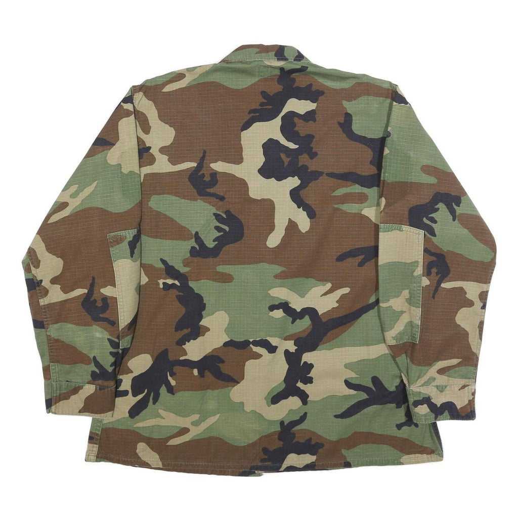 Caribbean Needle Point Inc Mens Green Brown & Black Camouflage Jacket L Cotton