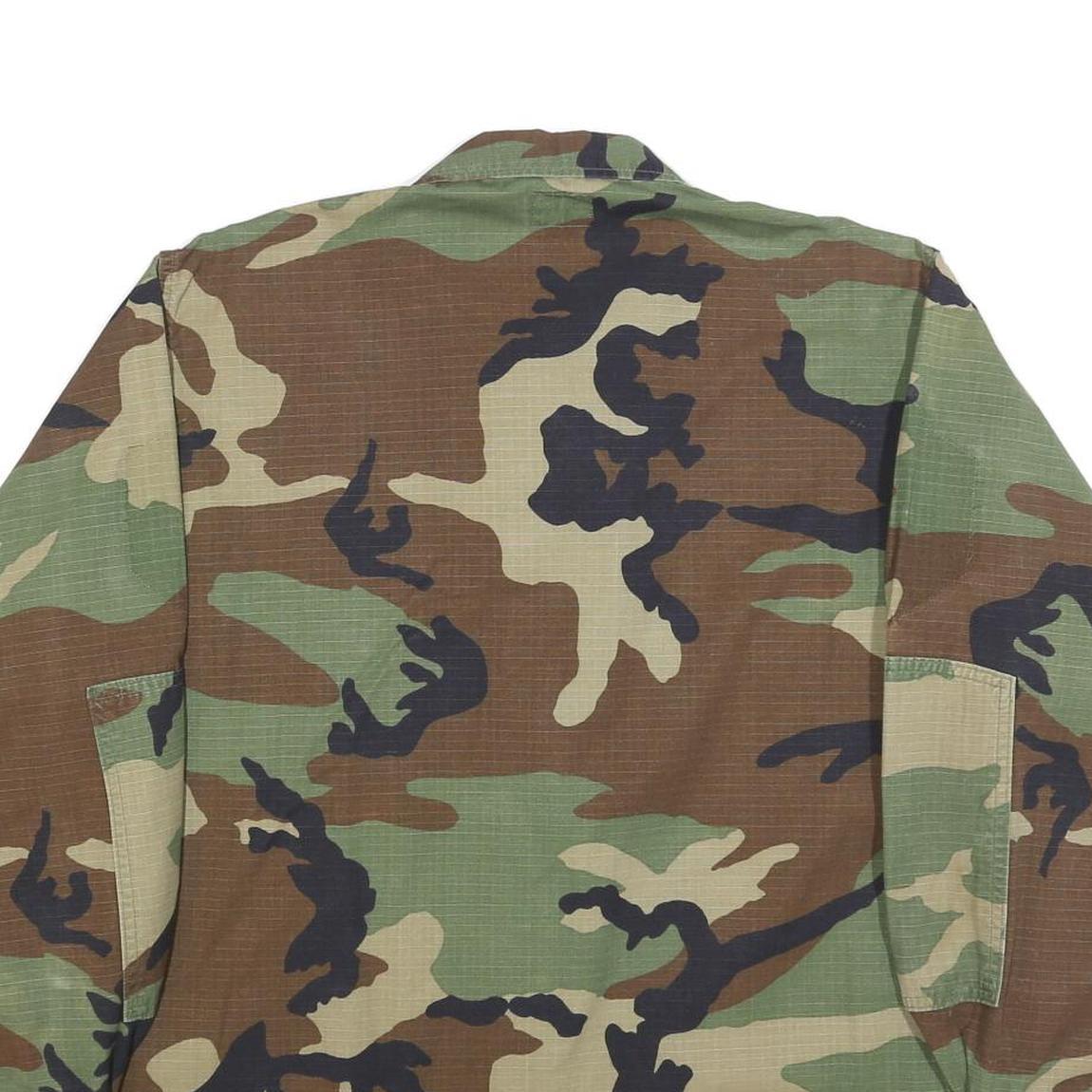 Caribbean Needle Point Inc Mens Green Brown & Black Camouflage Jacket L Cotton