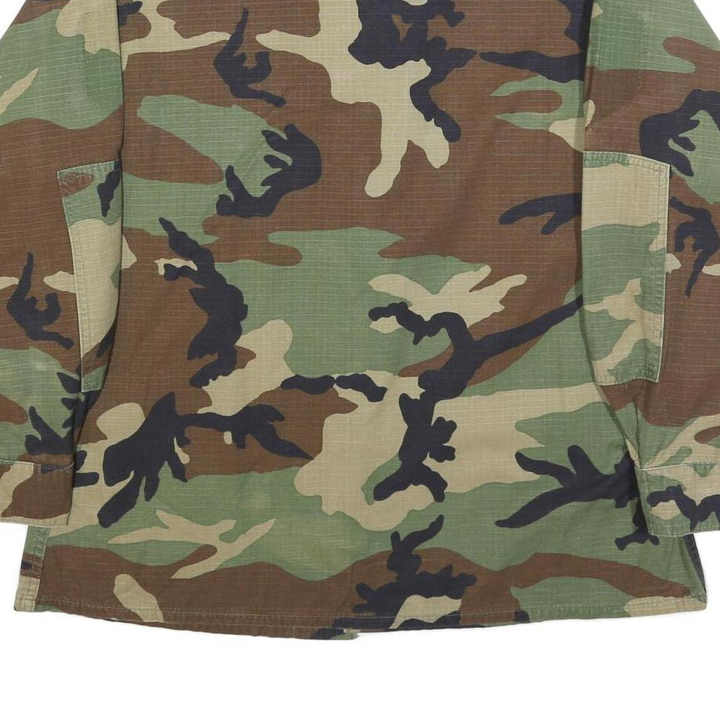 Caribbean Needle Point Inc Mens Green Brown & Black Camouflage Jacket L Cotton