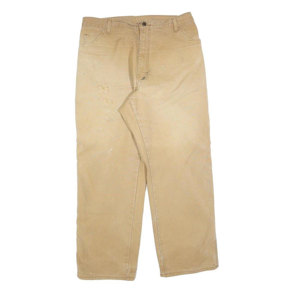 DICKIES Mens Jeans Beige Relaxed Straight Denim W34 L30 Zip Cotton Blend Durable