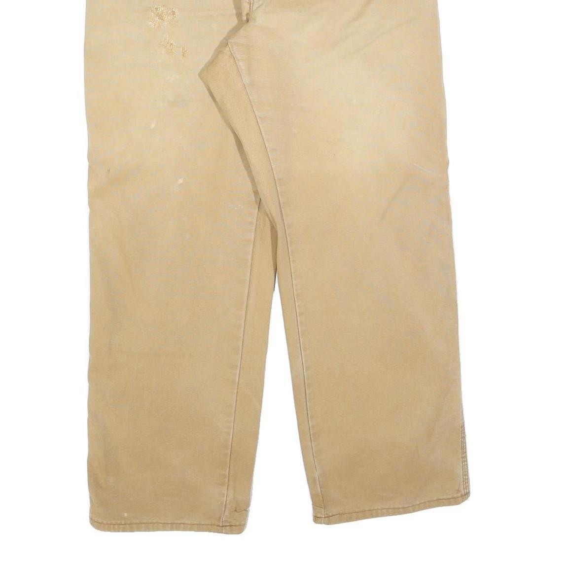 DICKIES Mens Jeans Beige Relaxed Straight Denim W34 L30 Zip Cotton Blend Durable