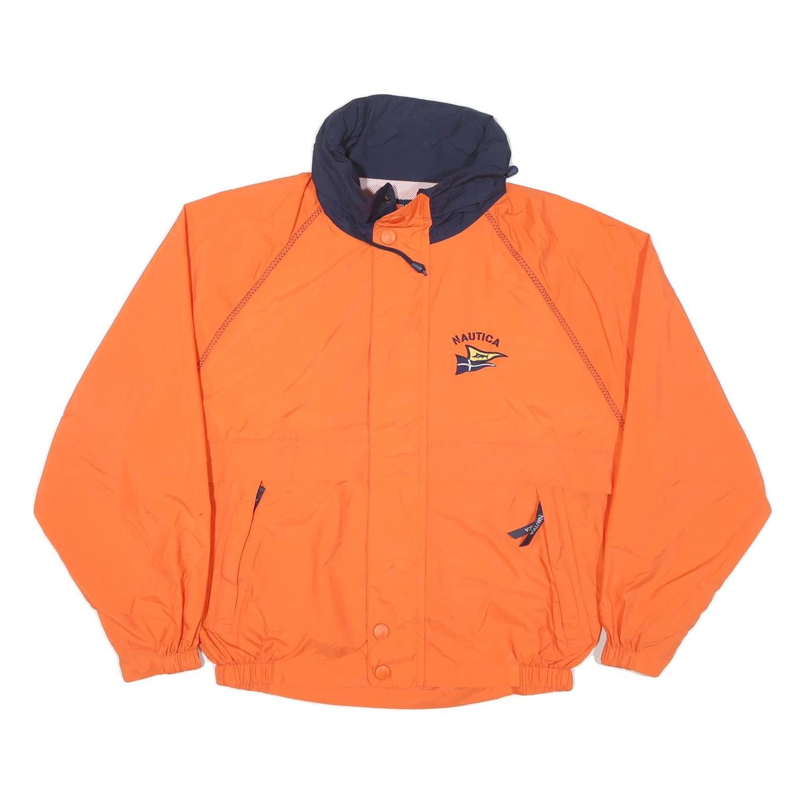 NAUTICA Mens Orange & Navy Zip Jacket M Polyester Blend Plain Lightweight Casual