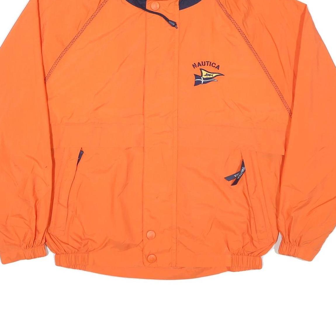 NAUTICA Mens Orange & Navy Zip Jacket M Polyester Blend Plain Lightweight Casual