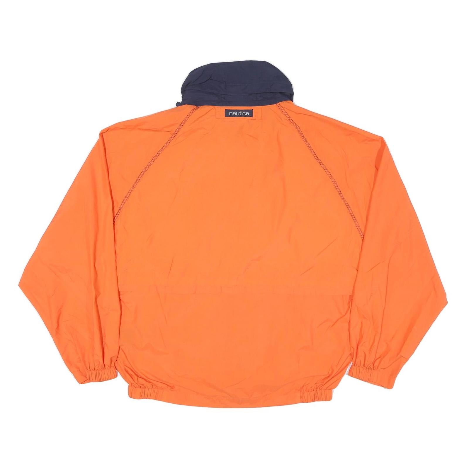 NAUTICA Mens Orange & Navy Zip Jacket M Polyester Blend Plain Lightweight Casual