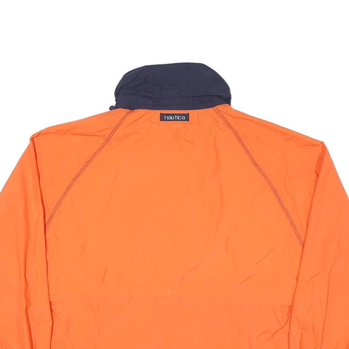 NAUTICA Mens Orange & Navy Zip Jacket M Polyester Blend Plain Lightweight Casual