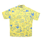 GENERRA COLLECTION Mens Yellow & Blue Pattern Cotton Shirt M Summer Casual