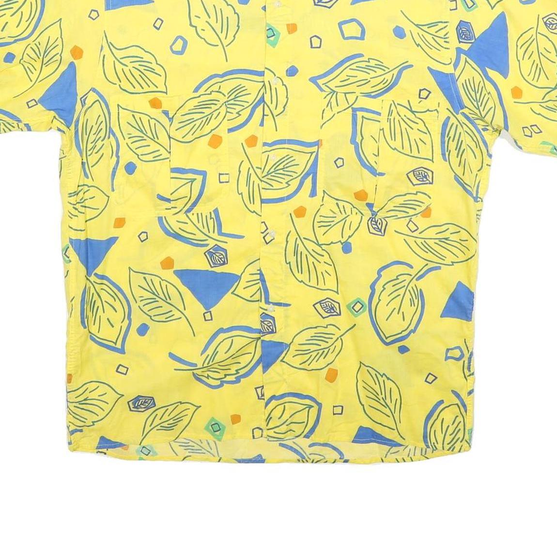 GENERRA COLLECTION Mens Yellow & Blue Pattern Cotton Shirt M Summer Casual
