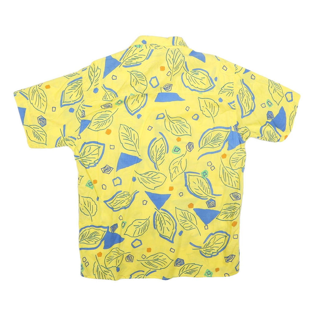 GENERRA COLLECTION Mens Yellow & Blue Pattern Cotton Shirt M Summer Casual
