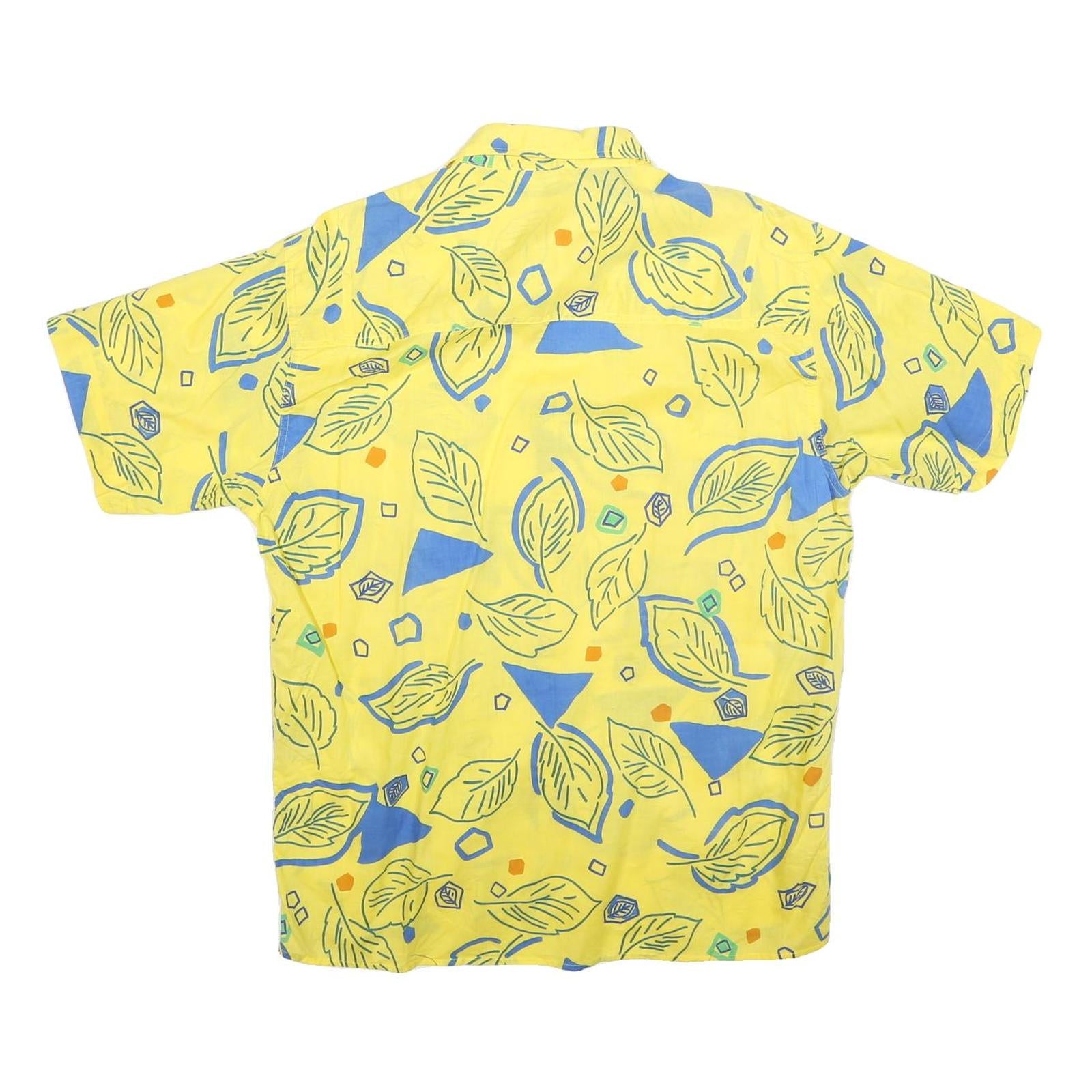 GENERRA COLLECTION Mens Yellow & Blue Pattern Cotton Shirt M Summer Casual