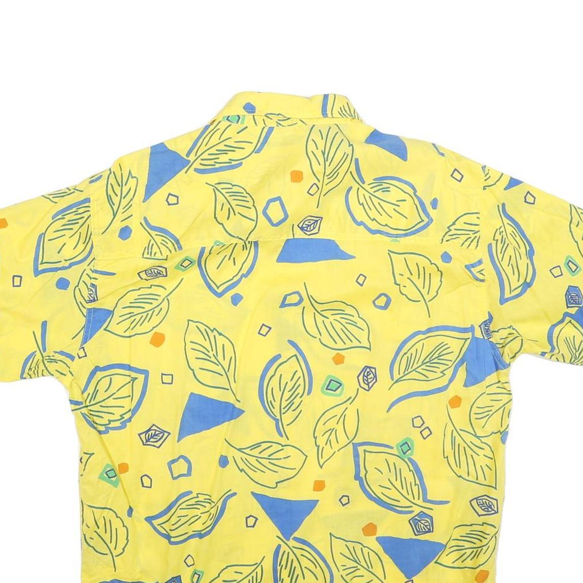 GENERRA COLLECTION Mens Yellow & Blue Pattern Cotton Shirt M Summer Casual