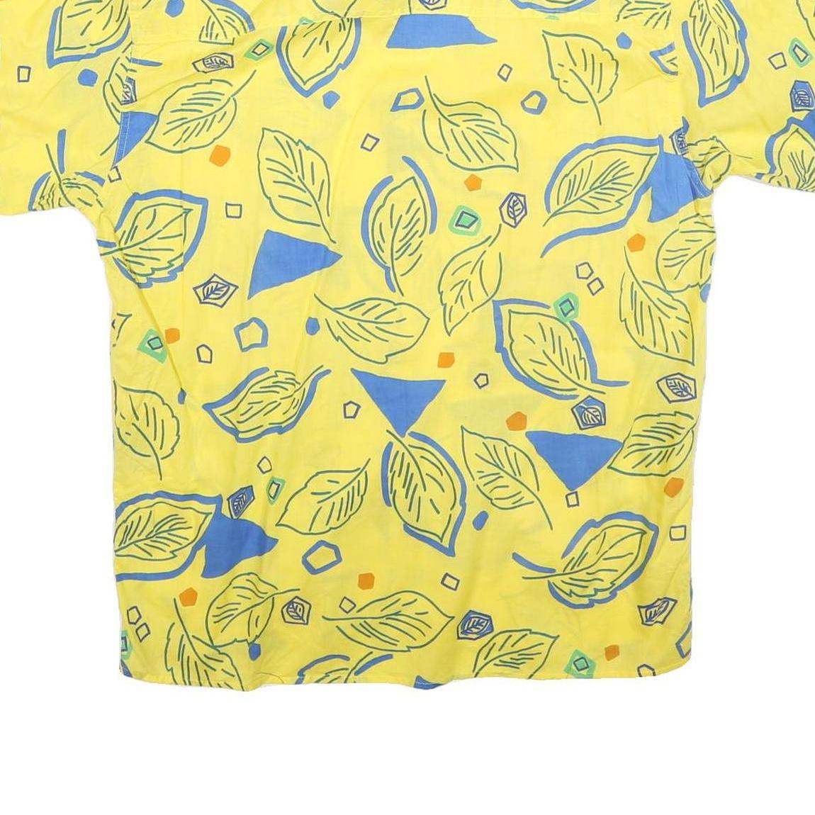 GENERRA COLLECTION Mens Yellow & Blue Pattern Cotton Shirt M Summer Casual