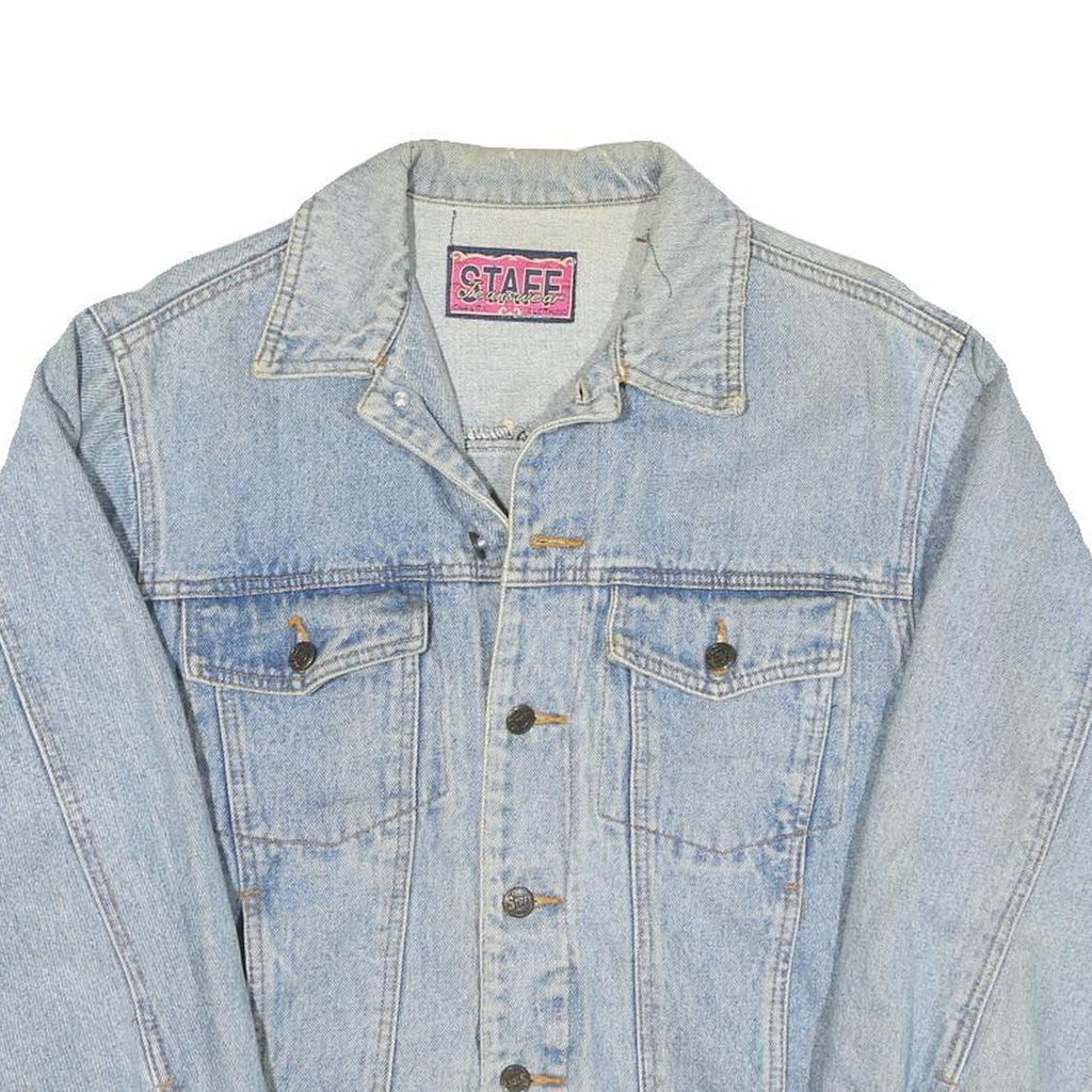 STAFF Mens Blue Cotton Blend Denim Jacket M Classic Button Closure Casual