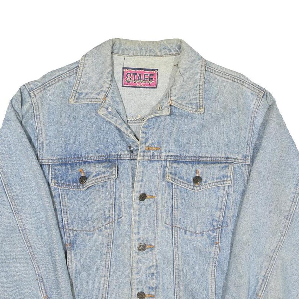 STAFF Mens Blue Cotton Blend Denim Jacket M Classic Button Closure Casual