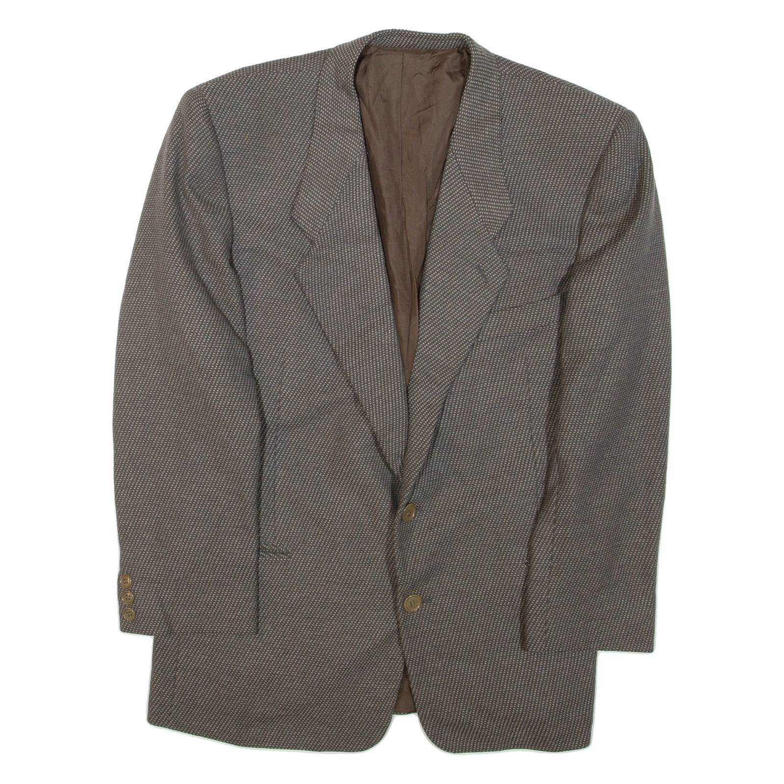 Mens Blazer Jacket Grey Wool Spotted L