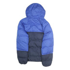 NIKE Mens Blue & Black Puffer Jacket S Polyester Zip Hooded Casual Outerwear