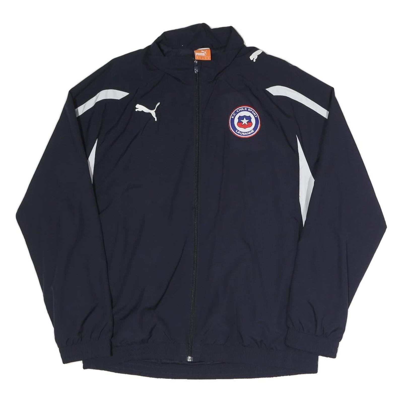 PUMA Mens Navy Blue FC Chile Sport Lausanne Jacket M Polyester Zip Sportswear