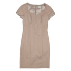 REISS Womens Pencil Dress Brown Short Sleeve Knee Length UK 6