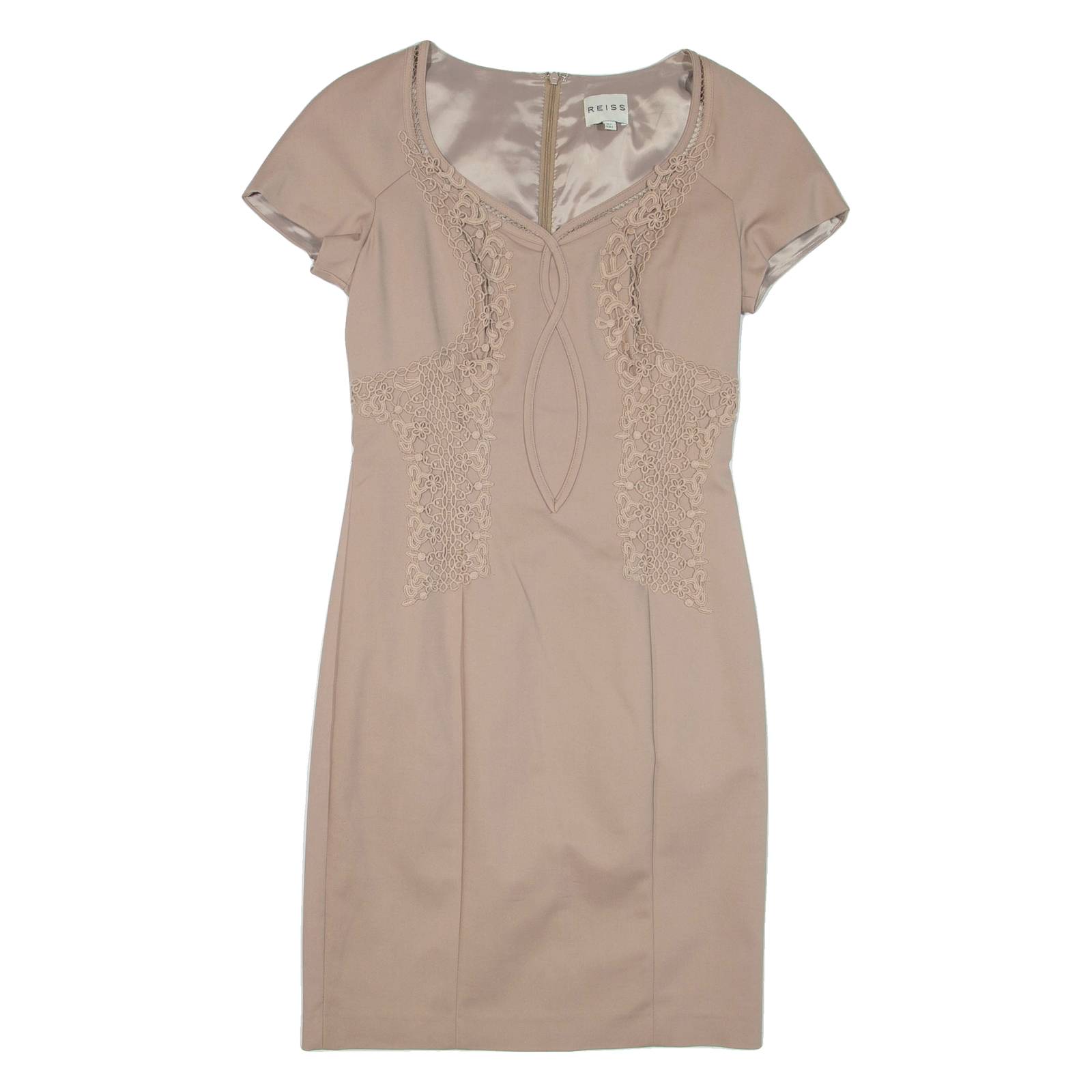 REISS Womens Pencil Dress Brown Short Sleeve Knee Length UK 6