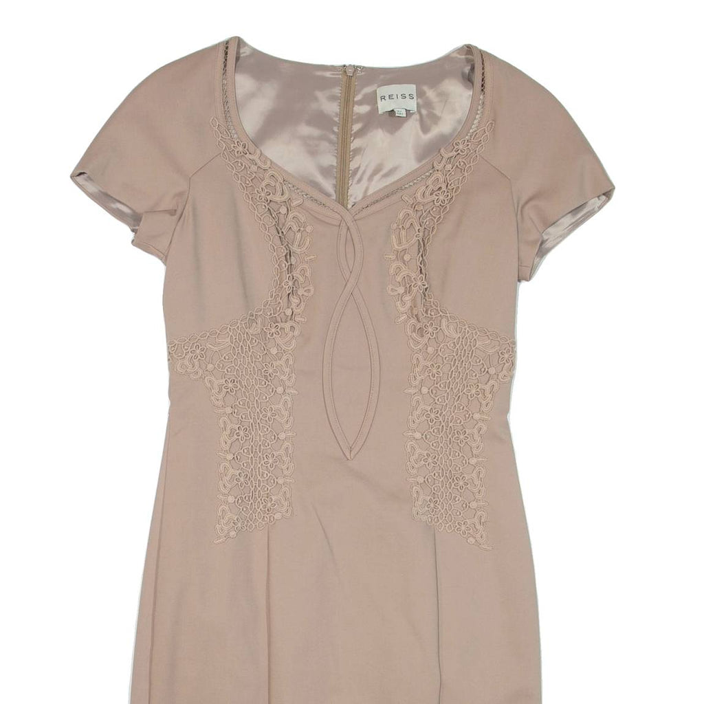 REISS Womens Pencil Dress Brown Short Sleeve Knee Length UK 6