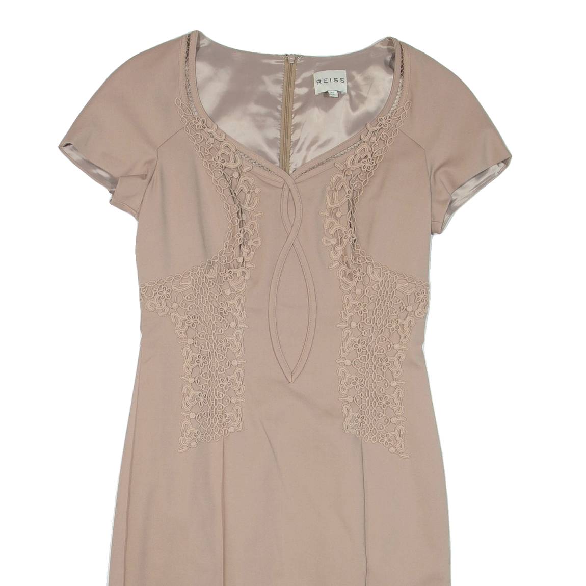 REISS Womens Pencil Dress Brown Short Sleeve Knee Length UK 6