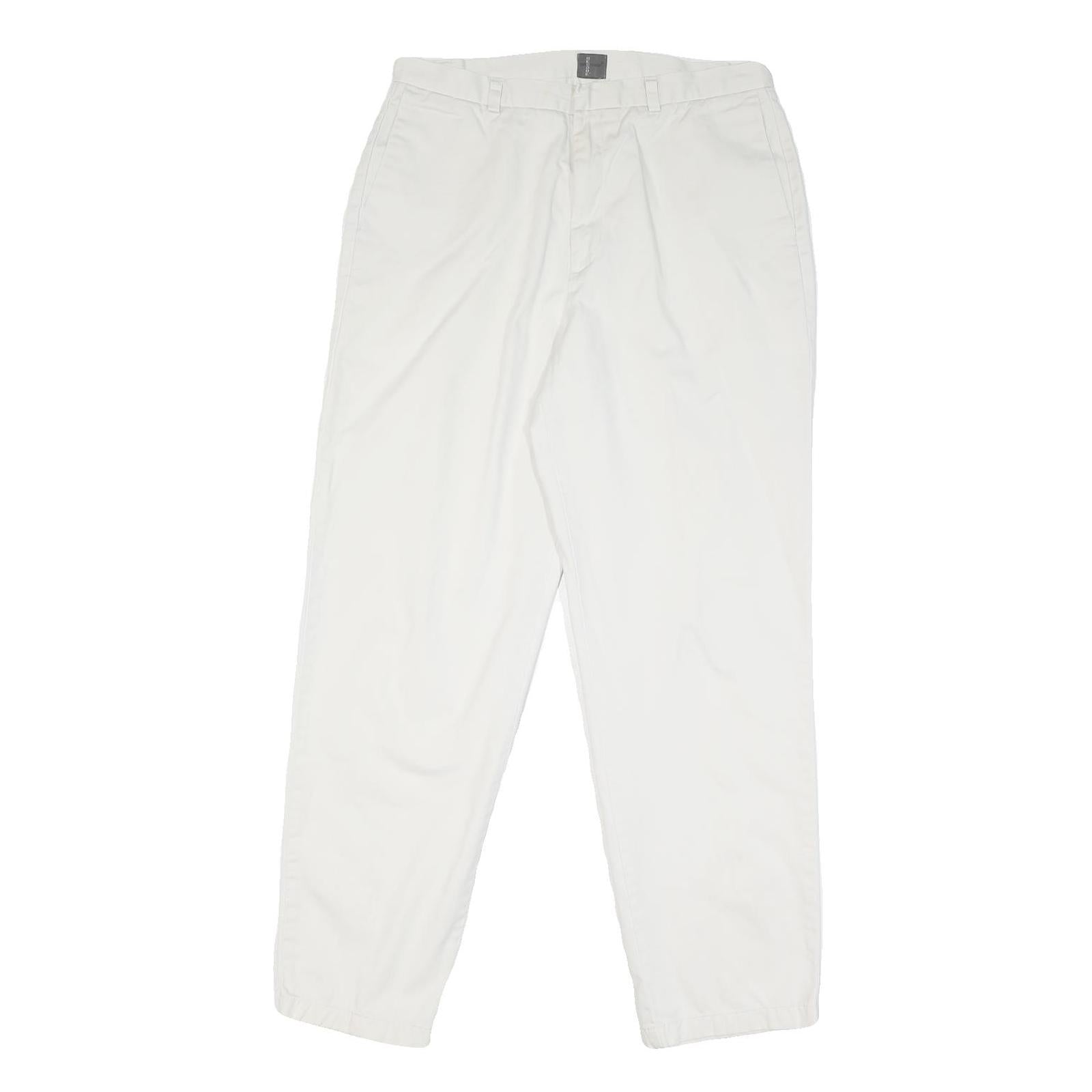 DOCKERS Mens Cotton Blend White Regular Straight Trousers W32 L30 Classic Fit