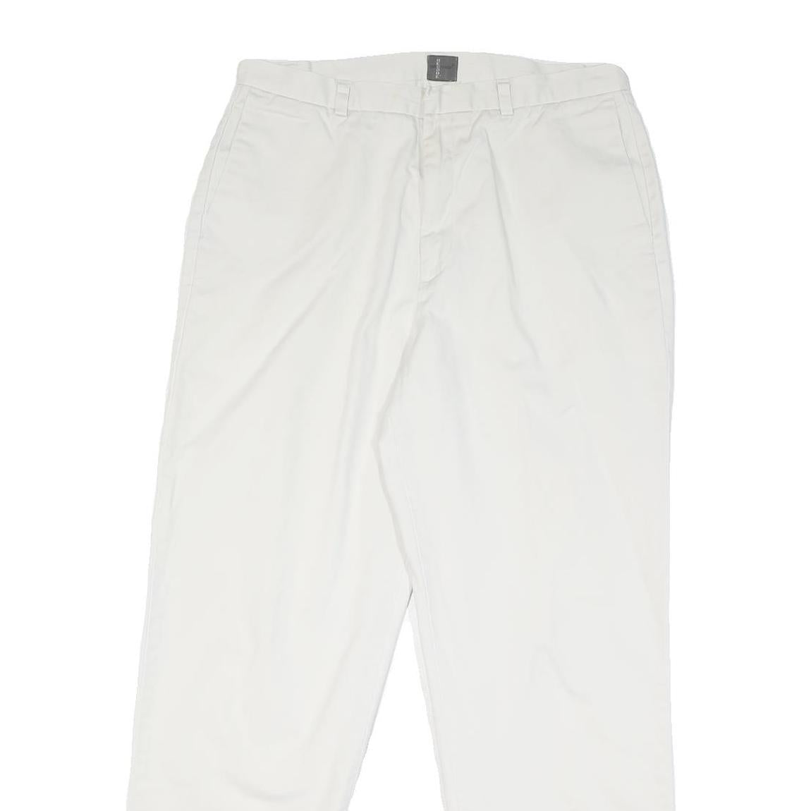 DOCKERS Mens Cotton Blend White Regular Straight Trousers W32 L30 Classic Fit