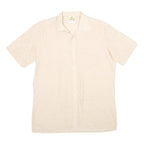 CLUB Mens Cream Shirt M Short Sleeve Button Pocket Casual Summer