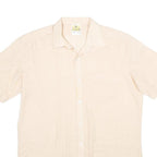 CLUB Mens Cream Shirt M Short Sleeve Button Pocket Casual Summer