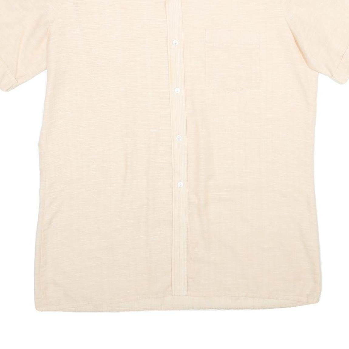 CLUB Mens Cream Shirt M Short Sleeve Button Pocket Casual Summer