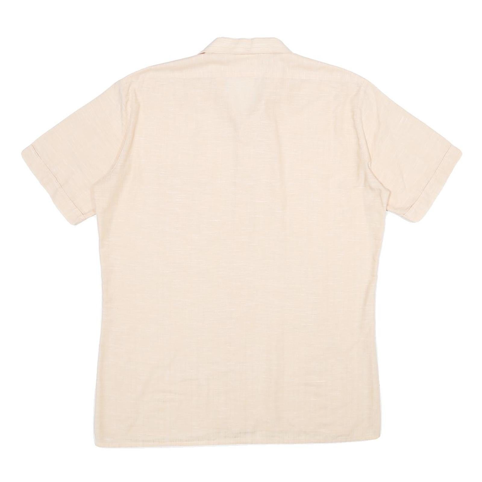 CLUB Mens Cream Shirt M Short Sleeve Button Pocket Casual Summer