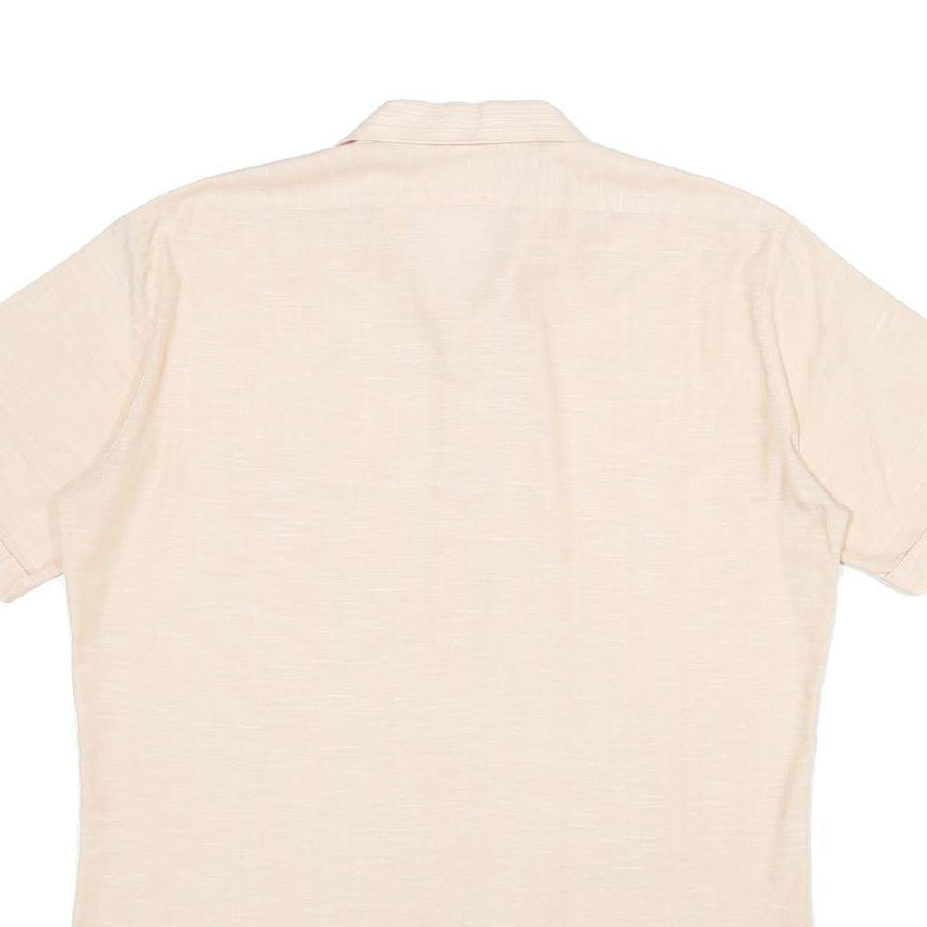 CLUB Mens Cream Shirt M Short Sleeve Button Pocket Casual Summer
