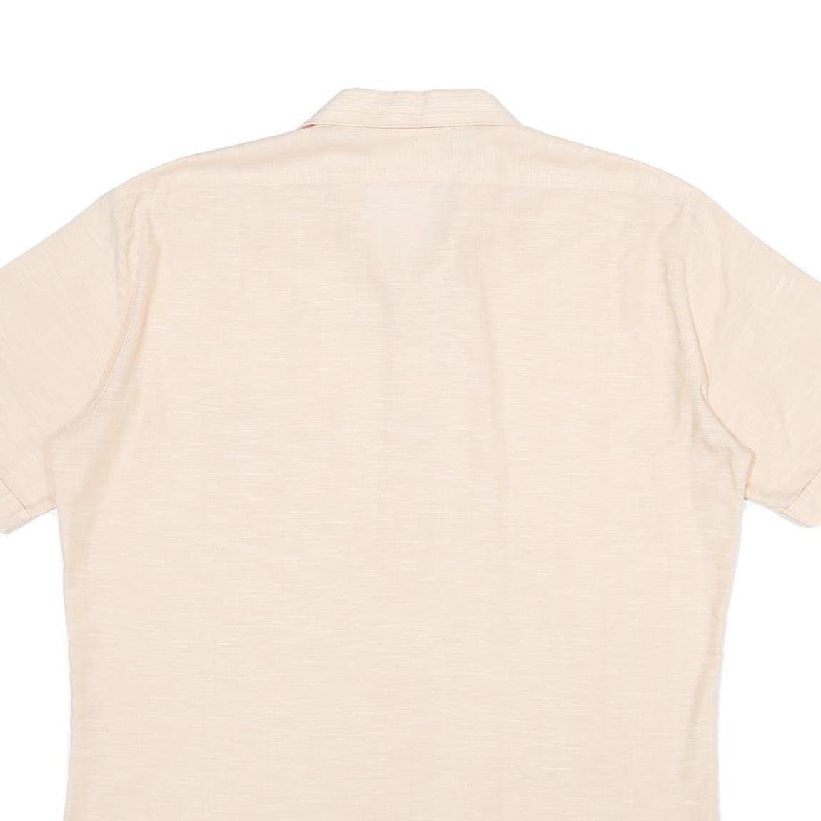 CLUB Mens Cream Shirt M Short Sleeve Button Pocket Casual Summer