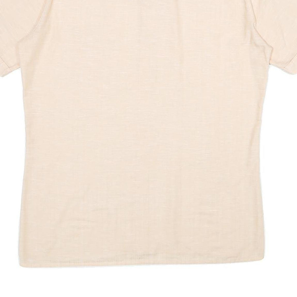 CLUB Mens Cream Shirt M Short Sleeve Button Pocket Casual Summer