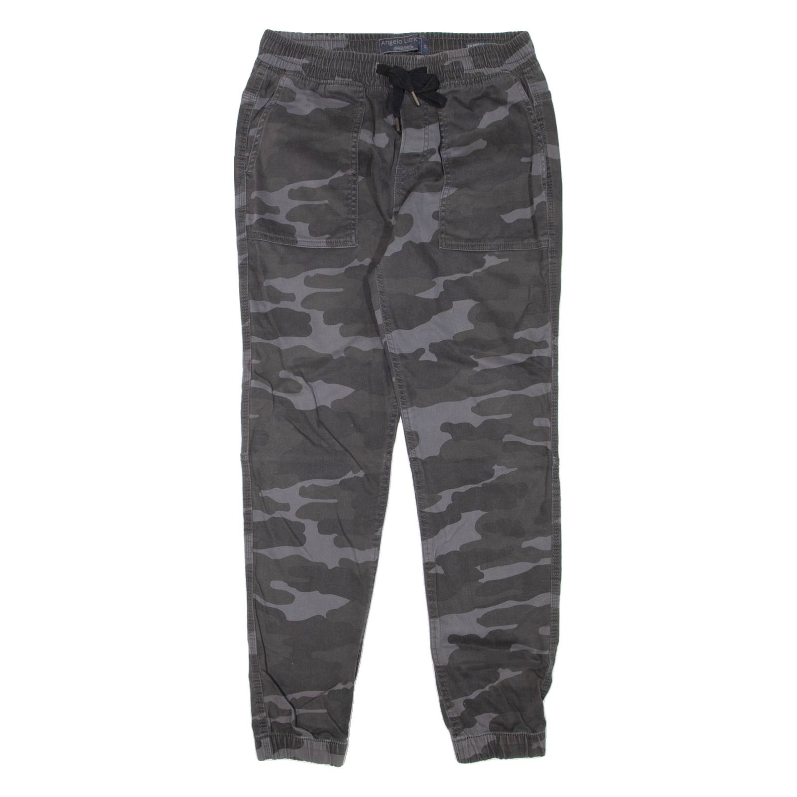 ANGELO LITRICO Camo Mens Trousers Grey Slim Tapered W28 L29