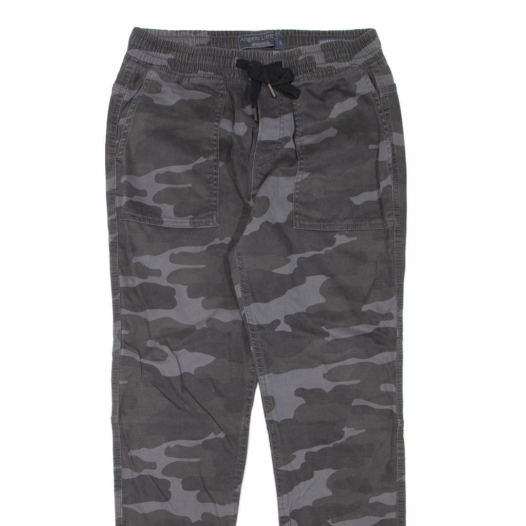 ANGELO LITRICO Camo Mens Trousers Grey Slim Tapered W28 L29
