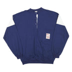 ZAPATON Mens Blue & White Sweatshirt Stand Collar L Cotton Blend Casual Pullover