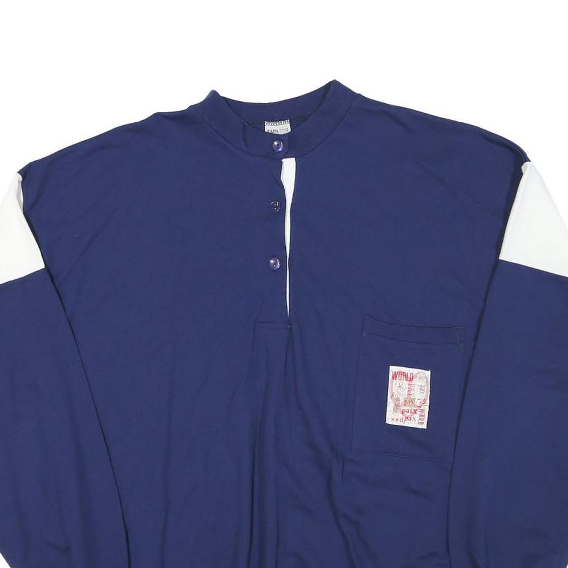 ZAPATON Mens Blue & White Sweatshirt Stand Collar L Cotton Blend Casual Pullover