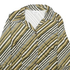 CANDA Womens Green & Cream Striped Shirt UK 14 Button Down Casual Stylish