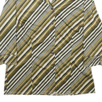 CANDA Womens Green & Cream Striped Shirt UK 14 Button Down Casual Stylish