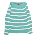 TOMMY HILFIGER Womens Green & White Patterned Cotton Jumper Round Neck Basic