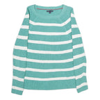 TOMMY HILFIGER Womens Green & White Patterned Cotton Jumper Round Neck Basic