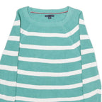 TOMMY HILFIGER Womens Green & White Patterned Cotton Jumper Round Neck Basic