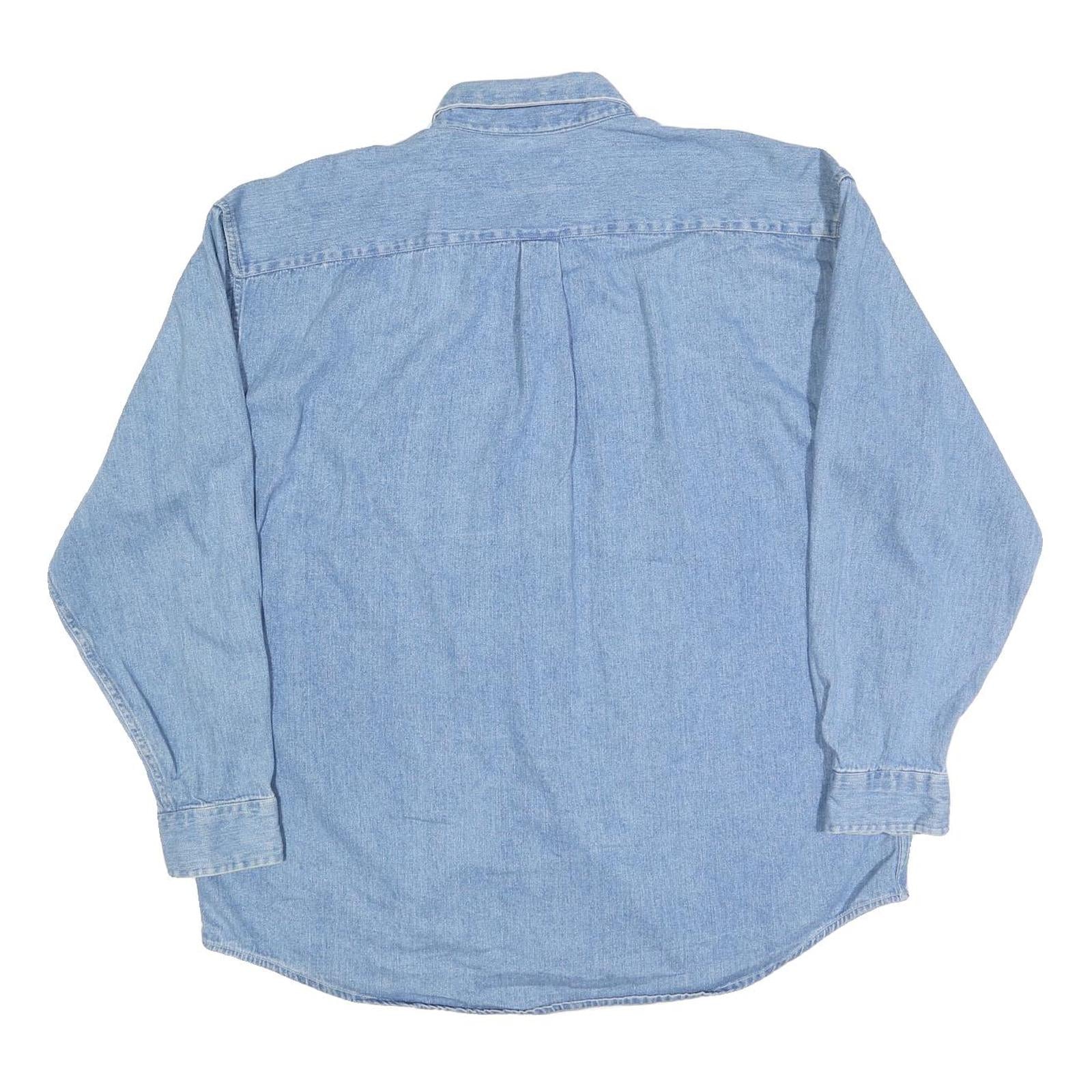 HIGH SIERRA Mens Blue Denim Shirt XL Button-Down Collar Long Sleeve Casual