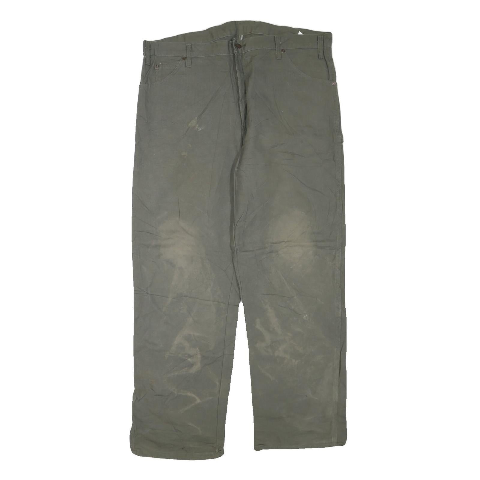 DICKIES Mens Grey Regular Fit Straight Denim Jeans W40 L30 Workwear Zip Closure