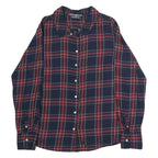 ESSENTIALS Womens Navy & Red Check Shirt L Long Sleeve Button Cotton Blend