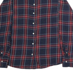 ESSENTIALS Womens Navy & Red Check Shirt L Long Sleeve Button Cotton Blend