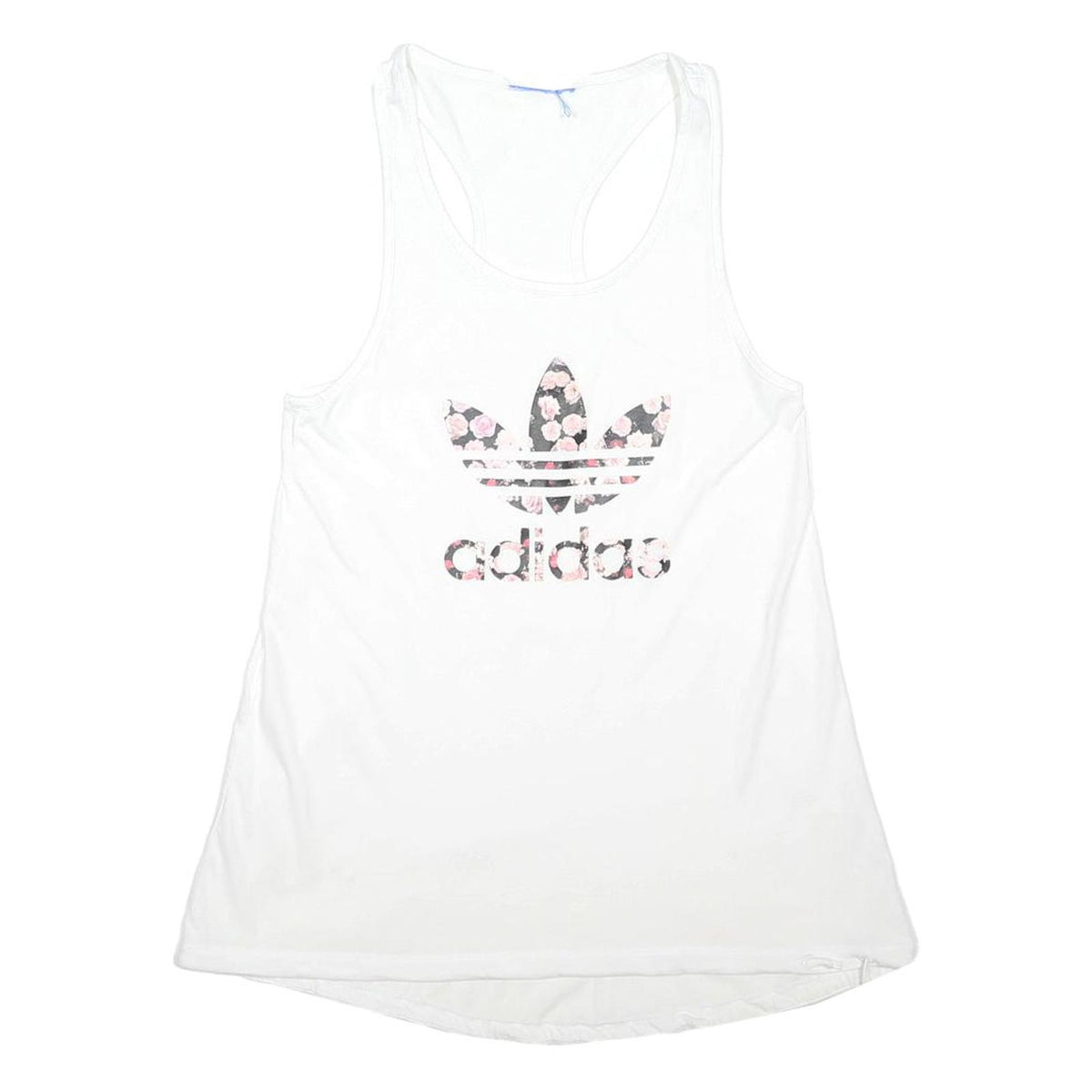 ADIDAS ORIGINALS Womens White & Pink Floral Graphic Racerback T-Shirt M