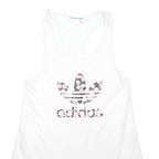 ADIDAS ORIGINALS Womens White & Pink Floral Graphic Racerback T-Shirt M